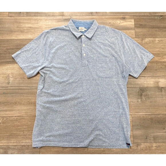 Faherty Movement Mens XXL Short Sleeve Stretch Striped Blue Soft Golf Polo Shirt - Picture 1 of 5